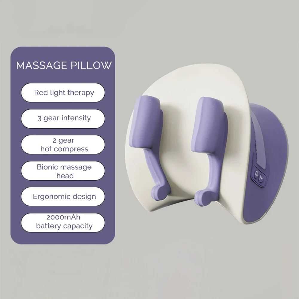 Foreverlily 6D Rechargeable Neck & Shoulder Massage Pillow – Ergonomic Kneading Cervical Massager for Back, Waist & Legs