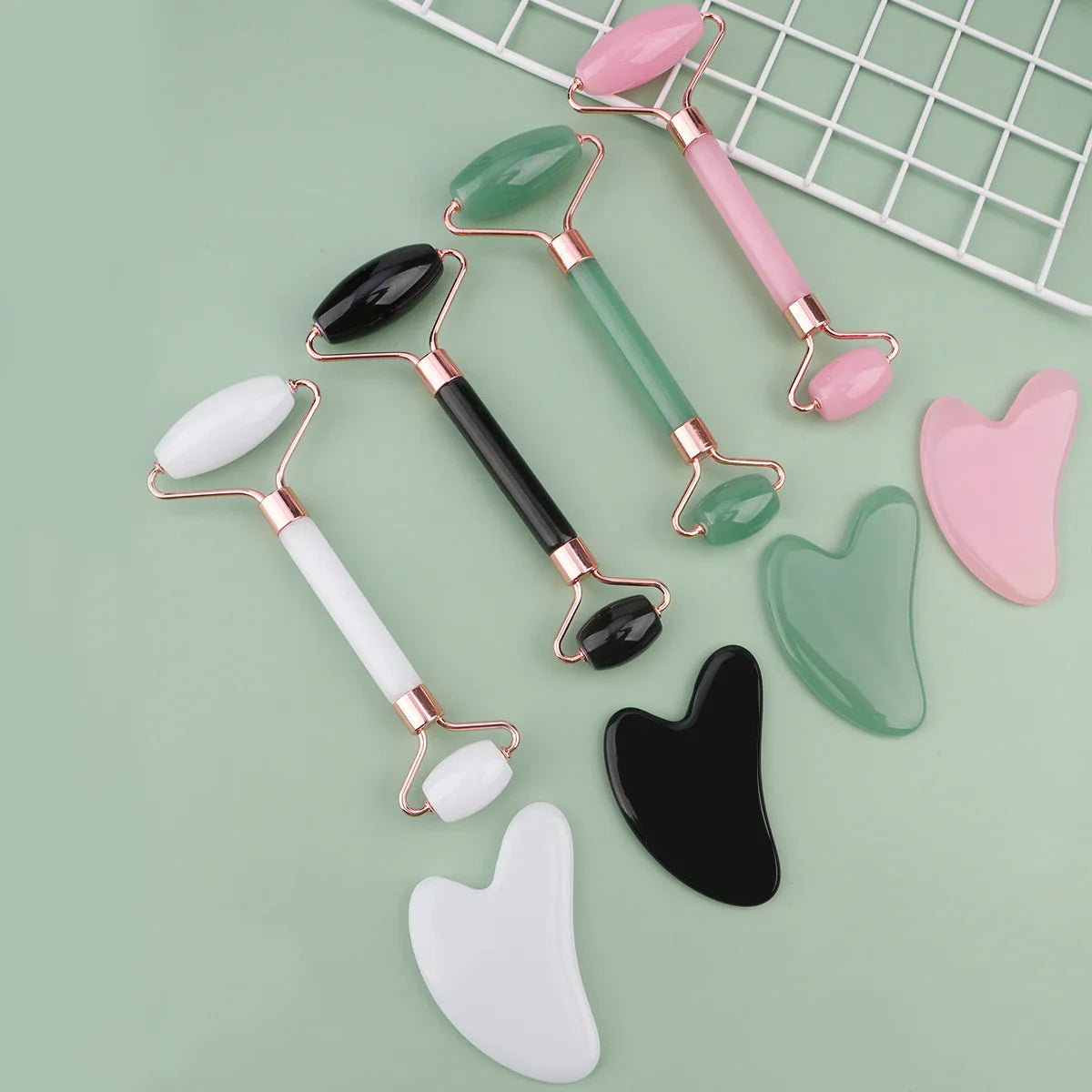 End Gua Sha Massage Roller and Facial Skin Lifting Scraper – Anti-Wrinkle Beeswax Stone Massager