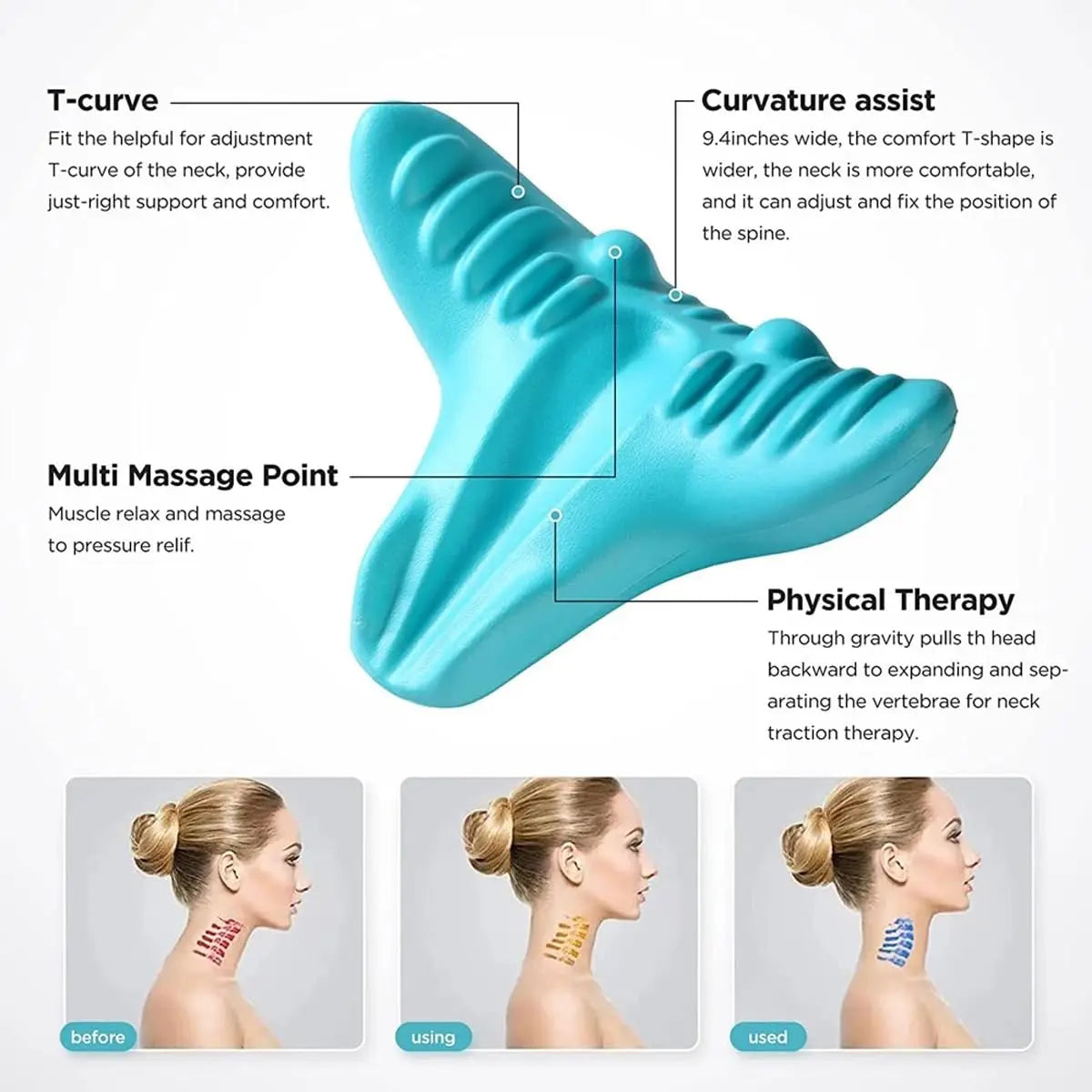 Neck & Shoulder Relaxer – Cervical Traction Pillow with Acupressure Massage for Spine Alignment & Stress Relief